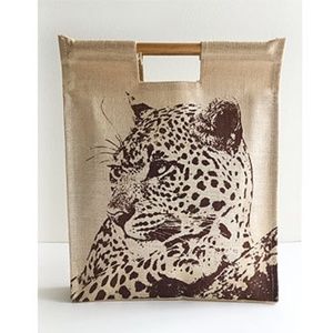 Leopard Print Flat Linen Bag